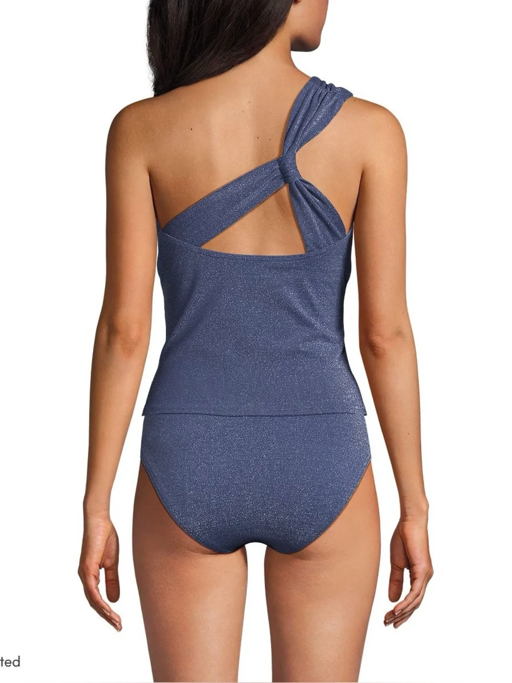 Lands' End Chlorine Resistant Shine Shirred One Shoulder One Piece Swimsuit 8L